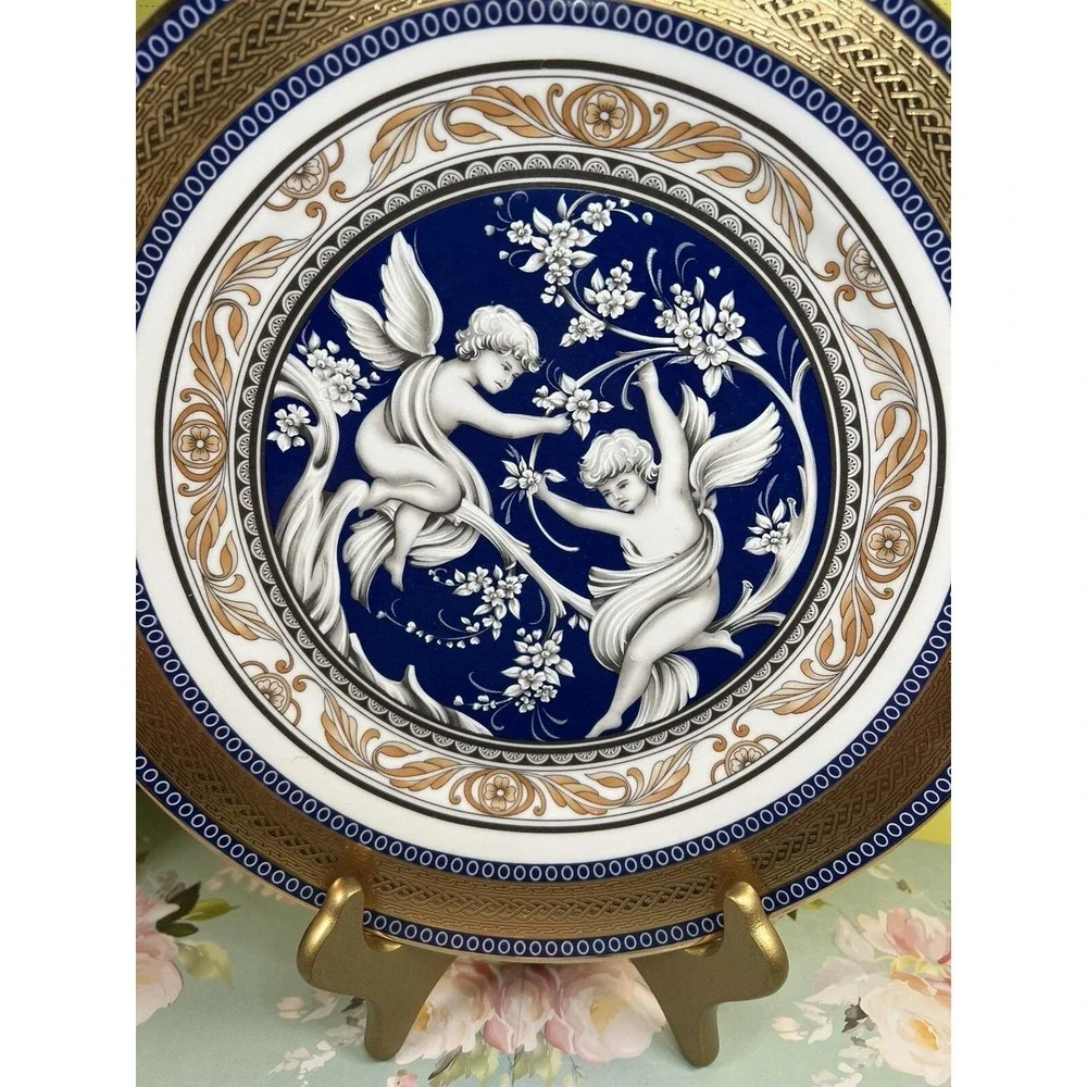 Fine Italian Design China plate, angels gold and blue design, so elegant plate! - Picture 4 of 13